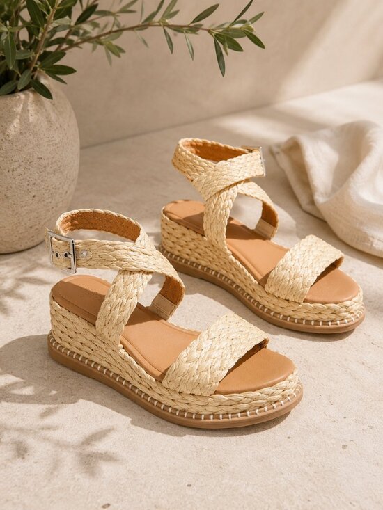 Universal Thread Shoes - Universal Thread Cream Braided Strap Sandals 10